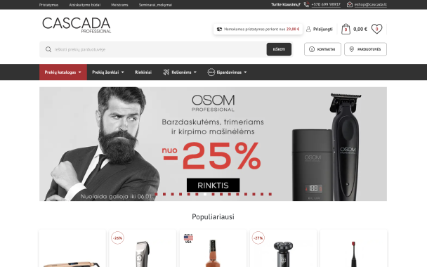 Un nom de confiance dans le domaine de la beauté et du bien-être, Cascada.lt a sécurisé l’avenir de sa boutique en ligne avec une plateforme flexible et centrée sur l’utilisateur.